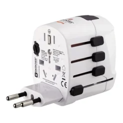 Sale Adaptateur de voyage WORLD TRAVEL PRO Blanc Prise, Multiprise, Rallonge