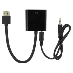 Best Adaptateur HDMI Mâle vers VGA Femelle avec Sortie Audio Jack – Full HD 1080p Connectique Informatique