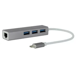 Adaptateur USB-C vers 3 ports USB 3.0 + RJ45 Connectique Informatique