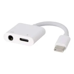 Outlet Adaptateur USB-C / USB-C et Jack Blanc Câble, Chargeur Smartphone