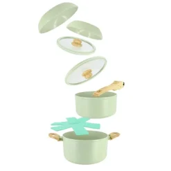 Discount Batterie SUPERBALL 8 pièces céladon Batterie De Cuisson