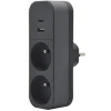 Clearance Biplite QUARX 2 prises + 1 USB-A + 1 USB-C Noire Prise, Multiprise, Rallonge