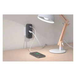 Clearance Biplite QUARX 2 prises + 1 USB-A + 1 USB-C Noire Prise, Multiprise, Rallonge