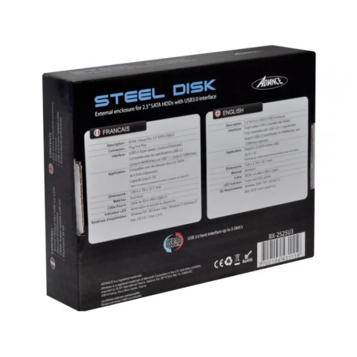 Hot Boitier Disque dur 2,5" USB 3.0 Aluminium Noir Brossé – Plug & Play Disque Dur Interne, Ssd
