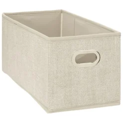 New Boîte de rangement pliable beige chiné 15x31 cm Mobilier, Décoration