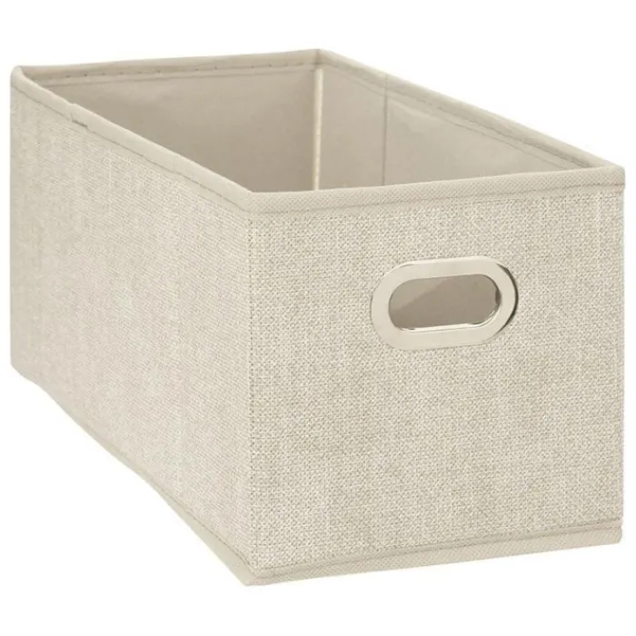 New Boîte de rangement pliable beige chiné 15x31 cm Mobilier, Décoration