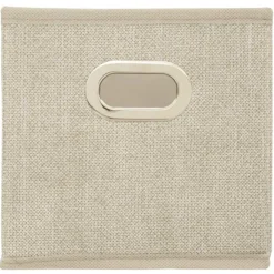 New Boîte de rangement pliable beige chiné 15x31 cm Mobilier, Décoration