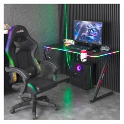 New Bureau gaming LED AMS-DESK120Z ASTRA Noir Bureau Gaming