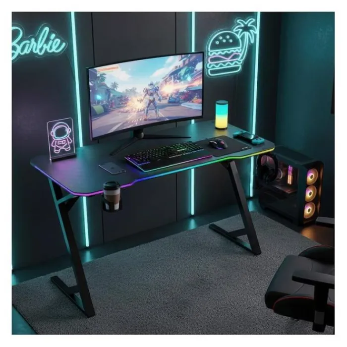 Bureau gaming LED BG120 Noir Bureau Gaming