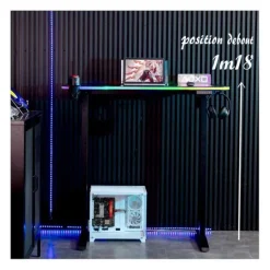 Discount Bureau gaming LED motorisé AMS-DESK120T Noir Bureau Gaming