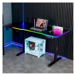 Discount Bureau gaming LED motorisé AMS-DESK120T Noir Bureau Gaming