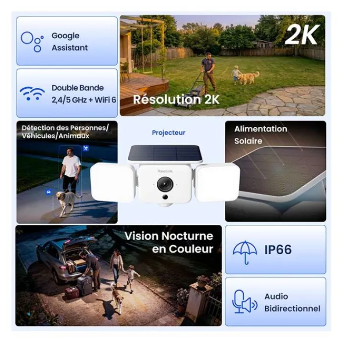 Discount Caméra de sécurité extérieure FLOODLIGHT F310B avec panneau solaire Caméra De Surveillance