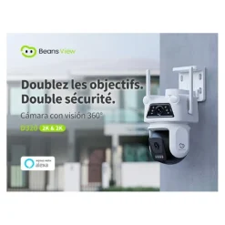 New Caméra de surveillance D320 Dual 2 K Blanche Caméra De Surveillance