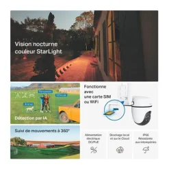 Sale Caméra de surveillance 4G motorisée 1080p Caméra De Surveillance