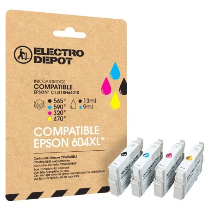 Cartouche d'encre compatible EPSON E 604 XL noir et couleurs - Ananas Cartouche Imprimante Pour Epson