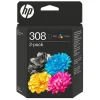 Hot Cartouche d'encre 308 Pack de 2 Cartouches d'Encre Noire et Trois Couleurs Authentiques Cartouche Imprimante Pour Hp