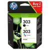 Discount Cartouche d’encre 303 Pack de 2 , Noire et Trois Couleurs, Authentiques (3YM92AE) Cartouche Imprimante Pour Hp