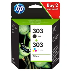Discount Cartouche d’encre 303 Pack de 2 , Noire et Trois Couleurs, Authentiques (3YM92AE) Cartouche Imprimante Pour Hp