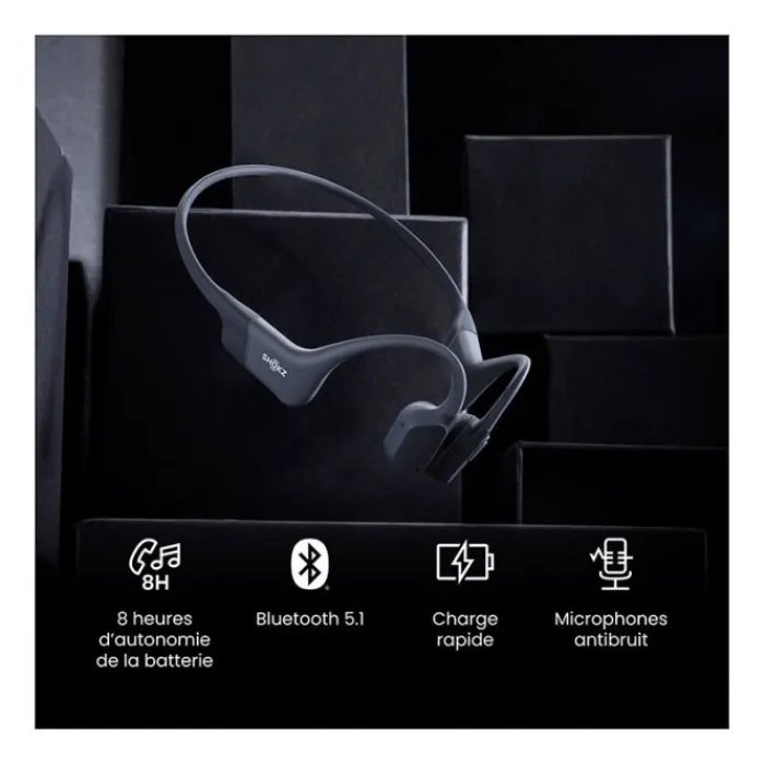 Hot Casque Bluetooth à conduction osseuse OPENRUN Noir Casque Sans Fil, Bluetooth