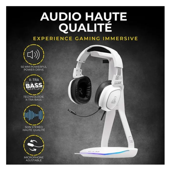 Discount Casque gaming Radium + support Casque Gamer|Casque Pc, Micro Pc