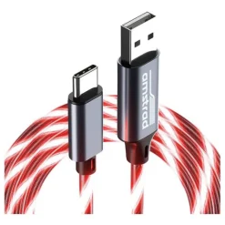Câble USB-A/USB-C LED Rouge 3m Manette, Casque, Protection Console