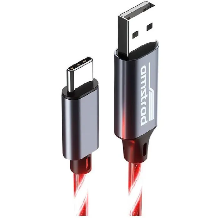 Câble USB-A/USB-C LED Rouge 3m Manette, Casque, Protection Console