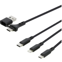 Discount Câble 3 en 1 Lightning, Micro USB et USB-C / USB et USB-C Noir Câble, Chargeur Smartphone