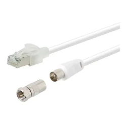 Clearance Câble RJ45/ TV 9,5 2M Blanc + adaptateur Câble Tv Et Fiches Coaxiales