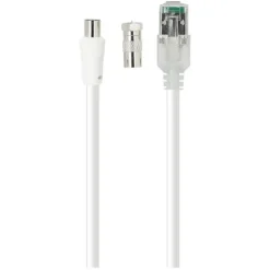 Clearance Câble RJ45/ TV 9,5 2M Blanc + adaptateur Câble Tv Et Fiches Coaxiales