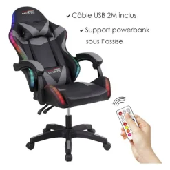 Hot Chaise gaming AMS 900 LED TOP1 Noir Chaise Gaming