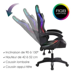 Hot Chaise gaming AMS 900 LED TOP1 Noir Chaise Gaming