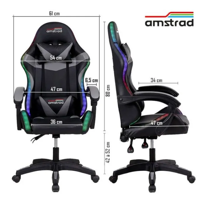 Hot Chaise gaming AMS 900 LED TOP1 Noir Chaise Gaming