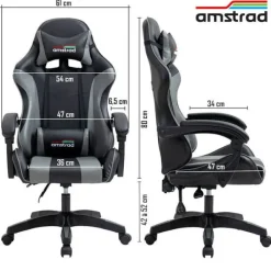 Chaise gaming AMS 800 Noir Chaise Gaming