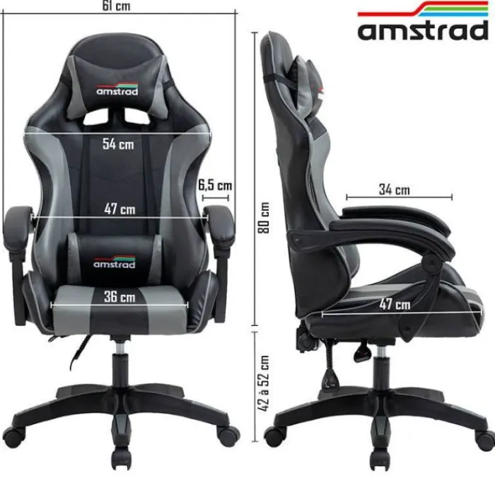 Chaise gaming AMS 800 Noir Chaise Gaming