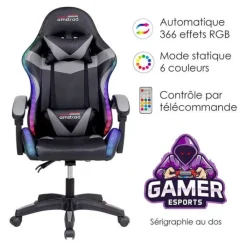 Chaise gaming 900 LED Gamer Noir Chaise Gaming