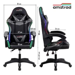 Chaise gaming 900 LED Gamer Noir Chaise Gaming