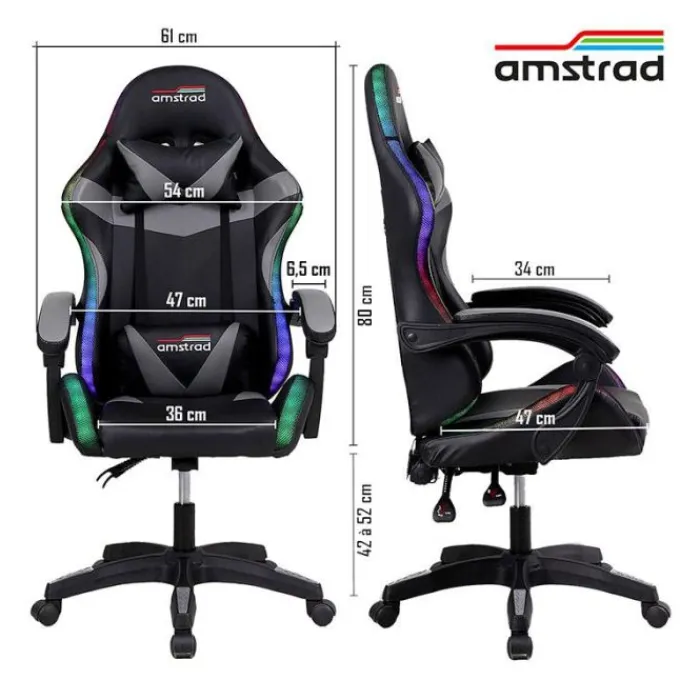 Chaise gaming 900 LED Gamer Noir Chaise Gaming