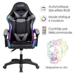 Online Chaise gaming 900 LED Skull Noir Chaise Gaming