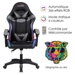 Outlet Chaise gaming 900 LED Tiger Noir Chaise Gaming
