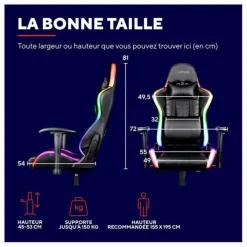 Hot Chaise gaming Rizza LED Noir Chaise Gaming