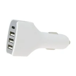 Sale Chargeur allume cigare 4 ports USB-C et USB 20W Blanc Câble, Chargeur Smartphone