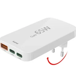Chargeur rapide , 2 USB-C, 1 USB-A, mini-chargeur plat, PD, 65 W Chargeur Pc Portable