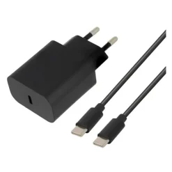 Outlet Chargeur secteur USB-C 25W + Câble USB-C / USB-C Noir Câble, Chargeur Smartphone