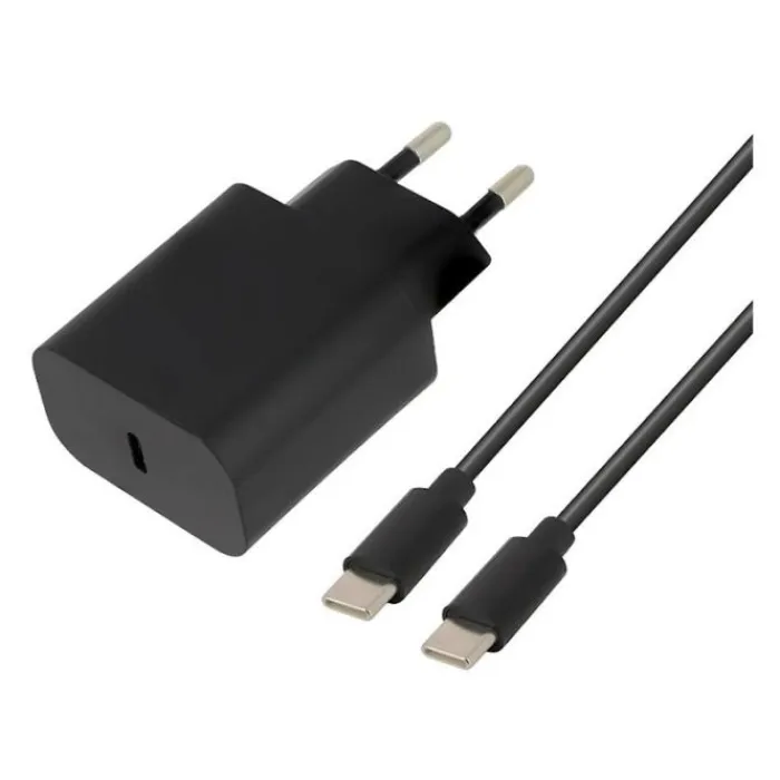 Outlet Chargeur secteur USB-C 25W + Câble USB-C / USB-C Noir Câble, Chargeur Smartphone