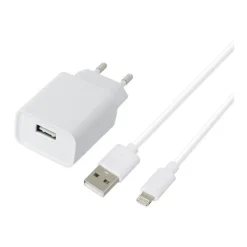 Hot Chargeur secteur USB 2,4AA + Câble Lightning / USB 1M Blanc Câble, Chargeur Smartphone
