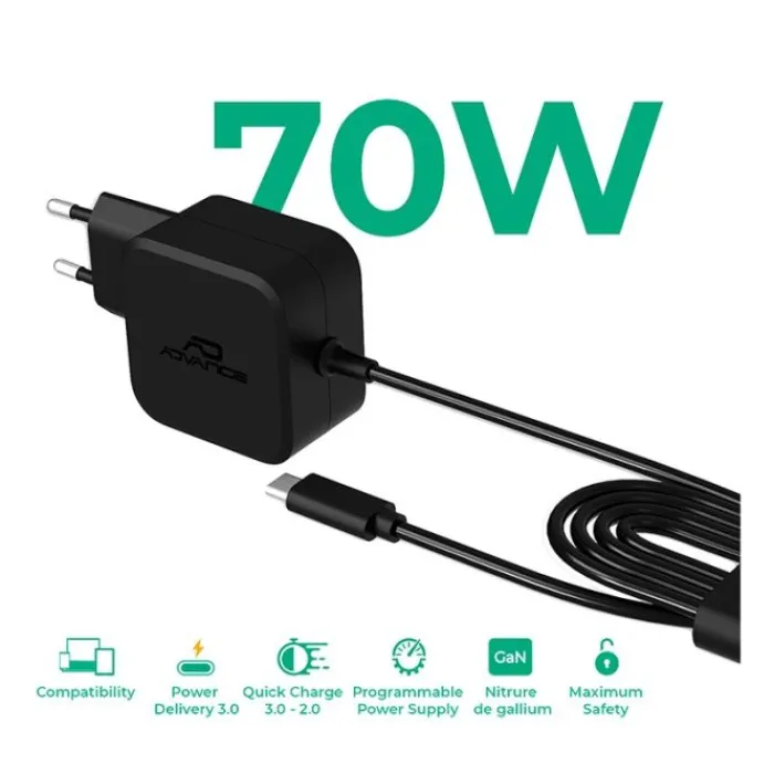 Chargeur universel PC USB-C 70W + 6 EMBOUTS Chargeur Pc Portable