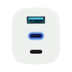 New Chargeur USB C 3 ports 65W + Câble USB-C / USB-C 1M Blanc Câble, Chargeur Smartphone