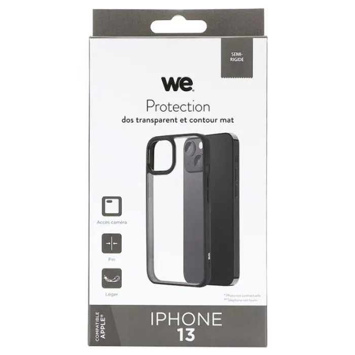 Best Coque APPLE iPhone 13 Contour Noir Coque, Verre Trempé, Étui