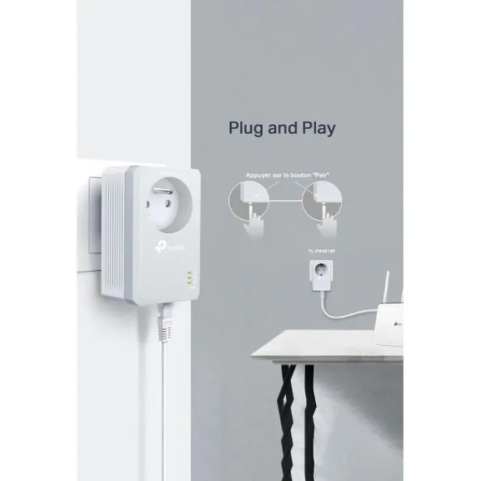 Hot CPL DUO TP-Link AV600 Mbps avec prise intégrée - TL-PA4015PKIT Prise Cpl