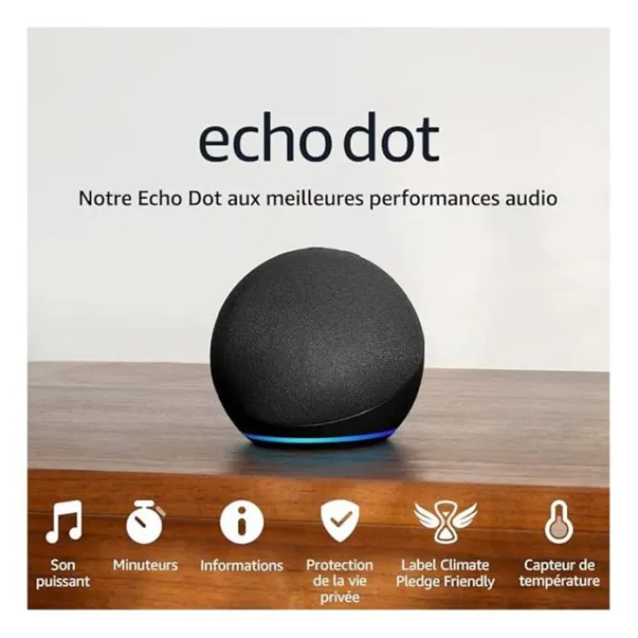 Sale Enceinte connectée ECHO DOT 5ème génération noire Assistants Vocaux